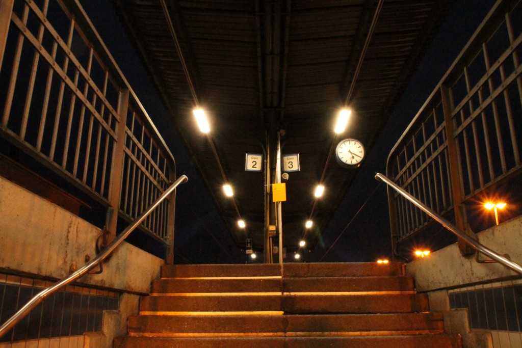 Ruhe herrscht auf dem Bahnsteig im Bahnhof Biblis, aufgenommen am 21.11.2015.