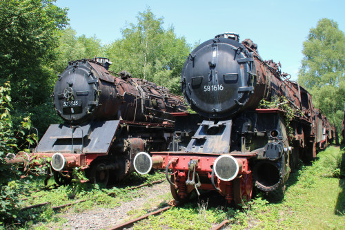 50 3555 und 58 1616 stehen im Dampflokmuseum Hermeskeil, aufgenommen am 06.07.2017.