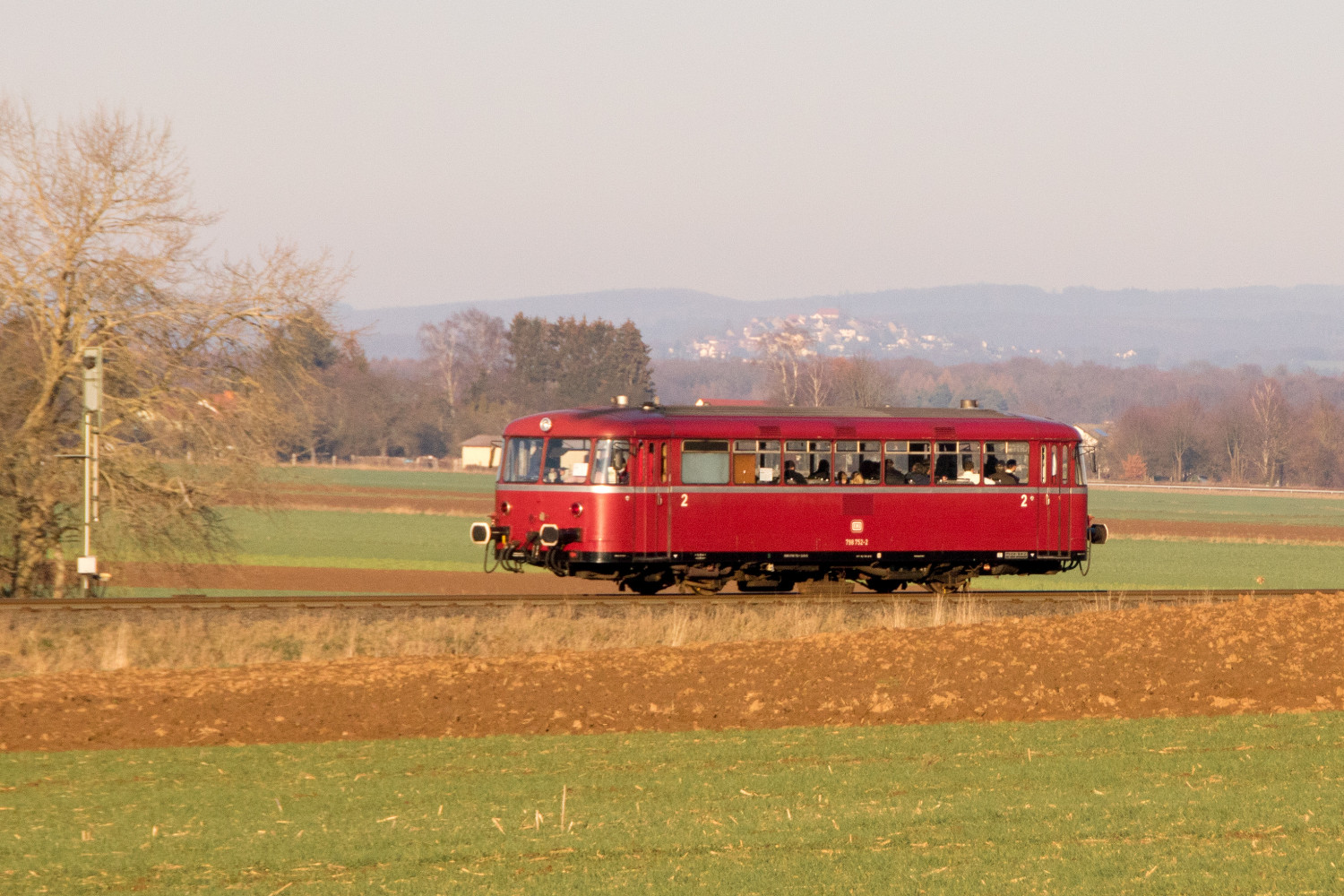 798 752 in der Nähe von Borsdorf auf der Horlofftalbahn, aufgenommen am 20.01.2019.