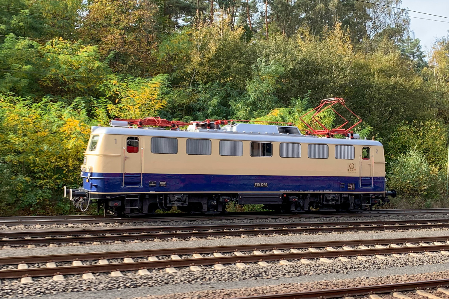 E10 1239 steht im Bahnhof Gießen-Bergwald, aufgenommen am 24.10.2019.