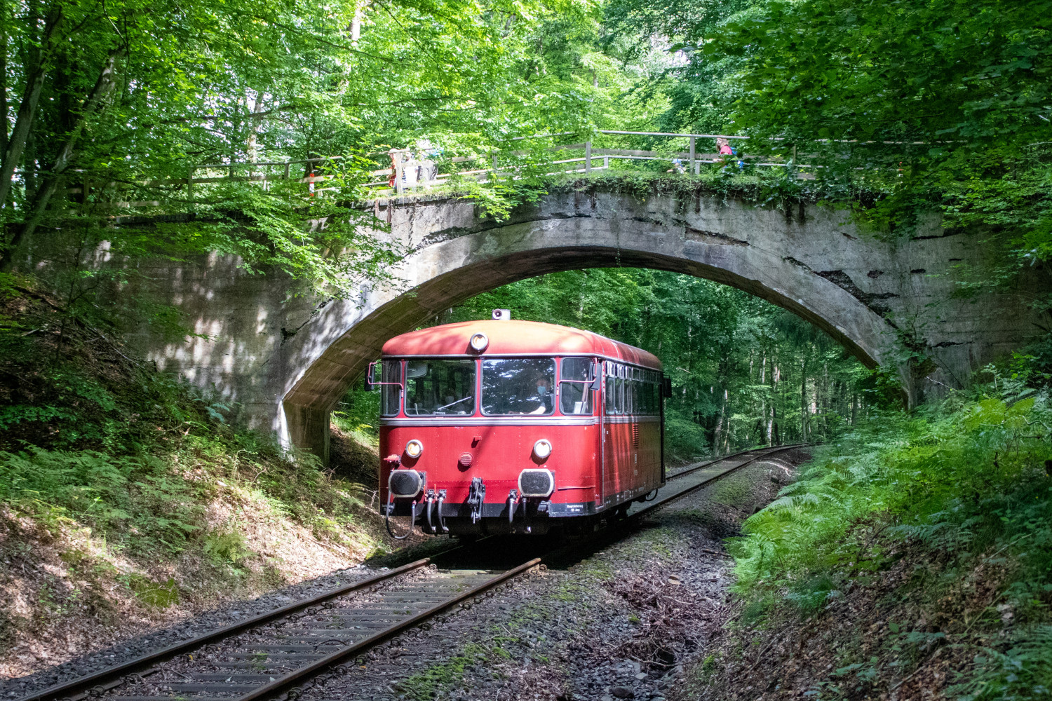 798 729 unterquert eine Brücke auf der Kasbachtalbahn, aufgenommen am 11.08.2021.