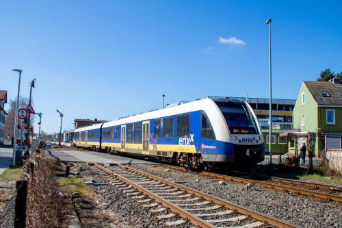 ERIXX 622 228 verlässt den Bahnhof Gifhorn-Stadt, aufgenommen am 18.03.2022.