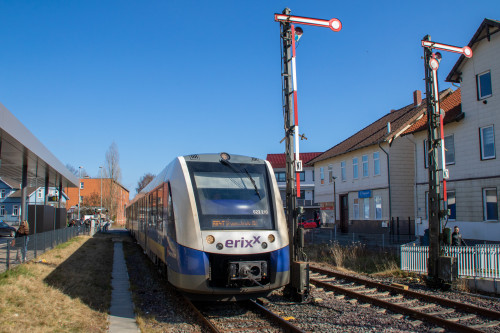 ERIXX 622 210 erreicht den Bahnhof Gifhorn-Stadt, aufgenommen am 18.03.2022.