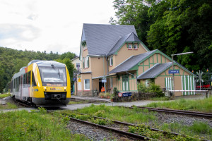 648 030 durchfährt Gräveneck auf der Lahntalbahn, aufgenommen am 15.06.2024.