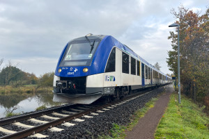 554 124 und ein weiterer 554 an den Tümpeln bei Trais-Horloff auf der Lahn-Kinzig-Bahn, aufgenommen am 25.10.2024.