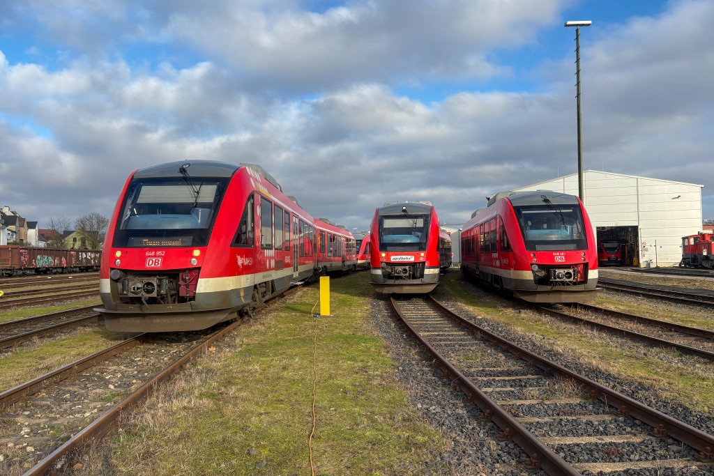 Fahrzeugparade im Aw Limburg, 648 452, 648 355 und 648 461, aufgenommen am 16.01.2026.